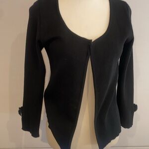 Elegant Black sweater & camisole with Beaded flowers on sleeves and camisole